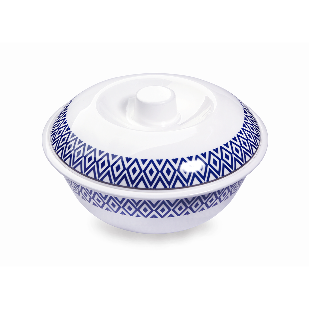 Vague Melamine Soup Bowl with Lid 10" Blue