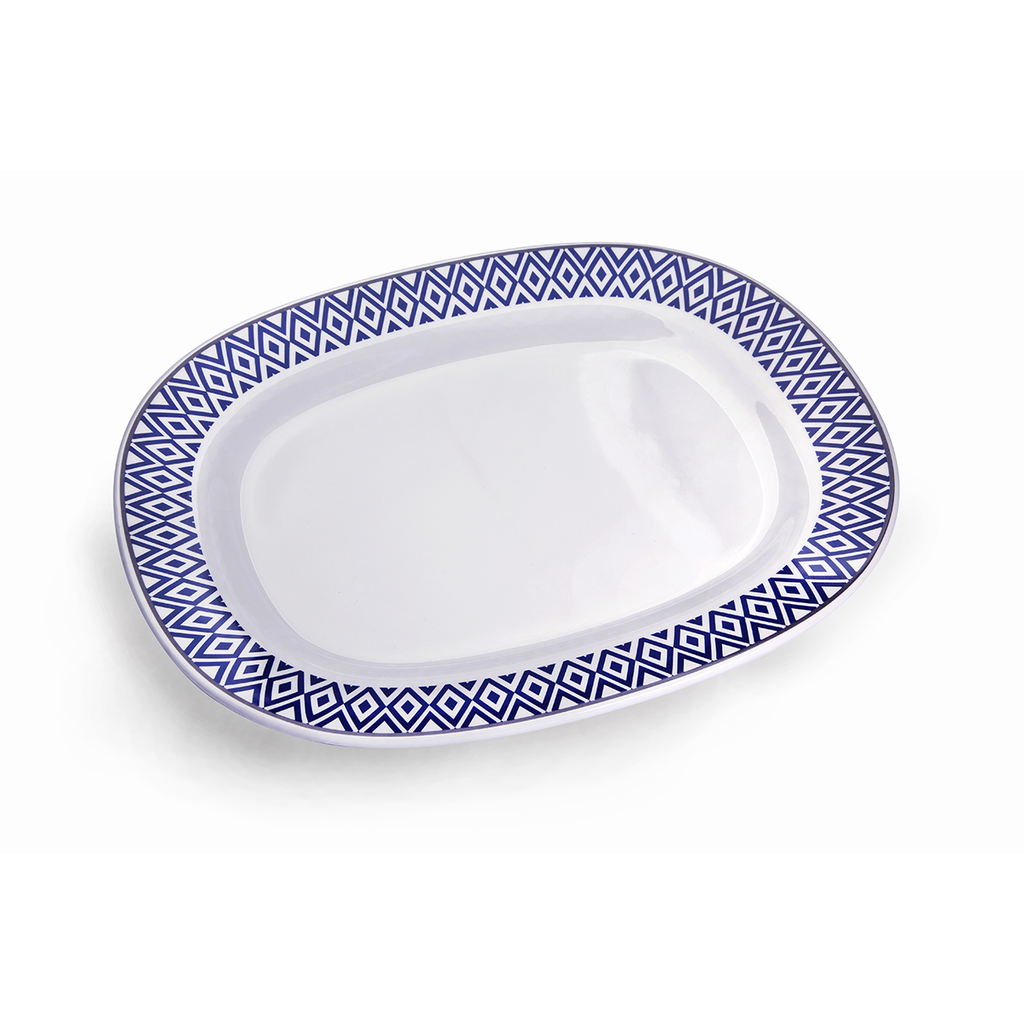 Vague Melamine Oval Plate Blue 30x25 cm