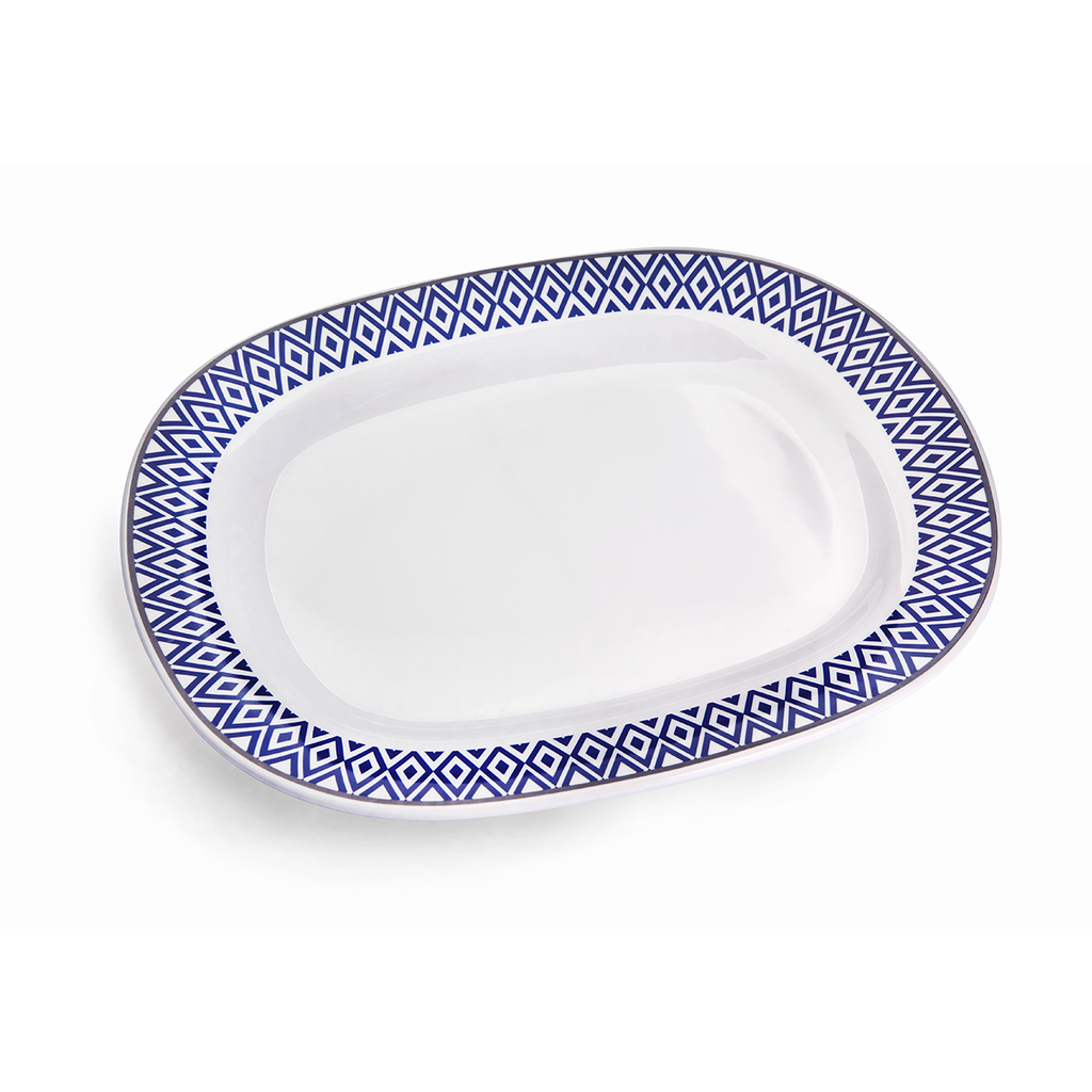 Vague Melamine Oval Plate Blue 25x21 cm