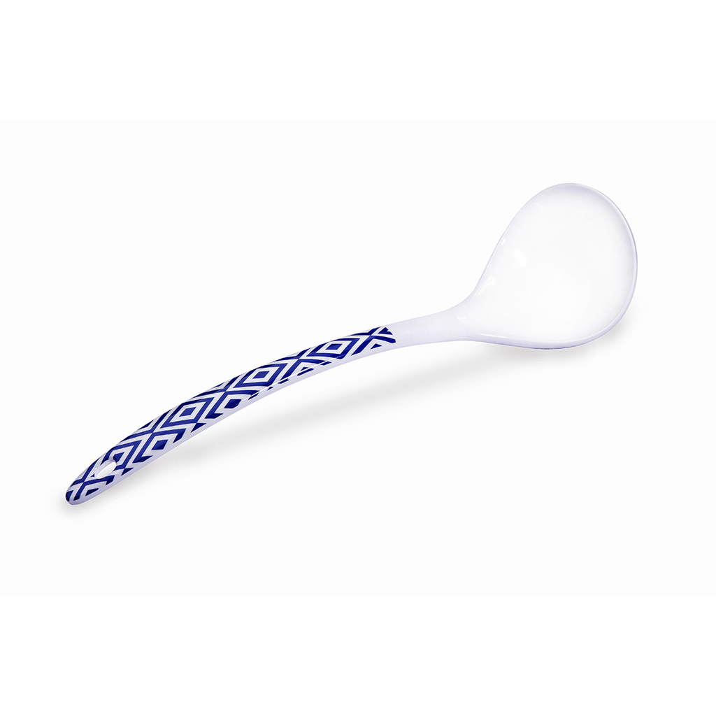 Vague Melamine Soup Ladle  Blue Line 10.5"