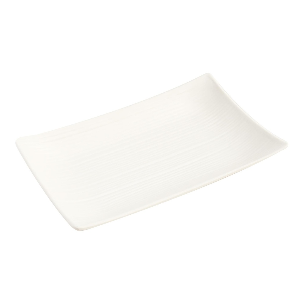 Vague White Melamine Rectangular Plate 34 cm x 21.5 cm