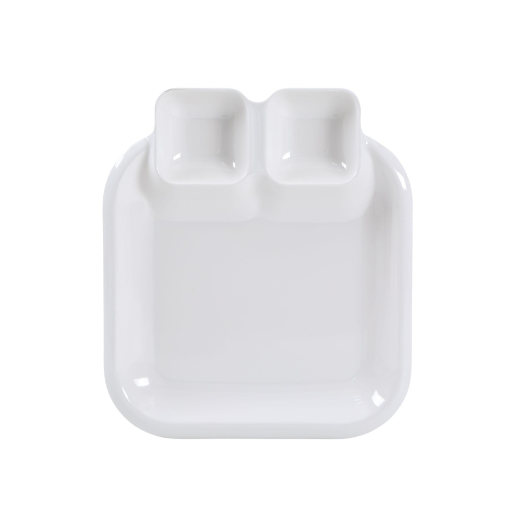 Vague White Melamine Square Plate 28.5 cm x 25 cm