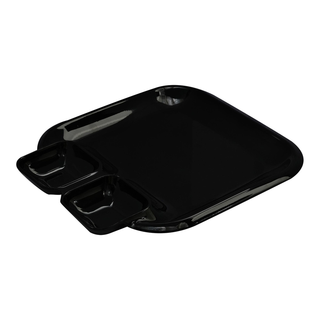 Vague Black Melamine Square Plate 28.5 cm x 25 cm