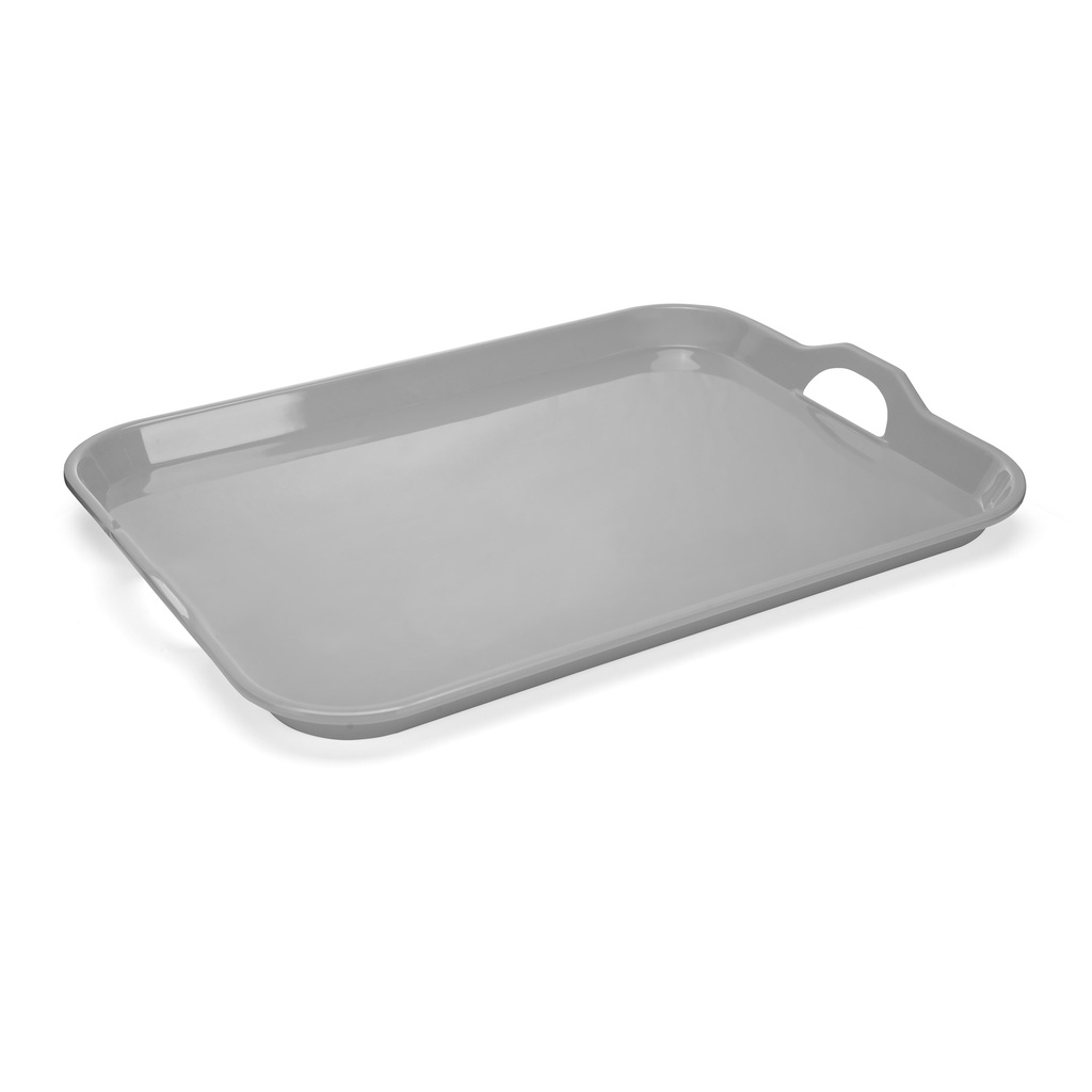 Vague Melamine Rectangular Tray with Handle 20.5" Pearl Grey