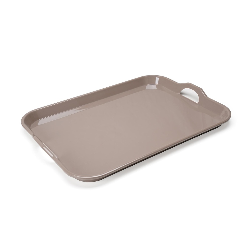 Vague Melamine Rectangular Tray with Handle 20.5" Hazelnut