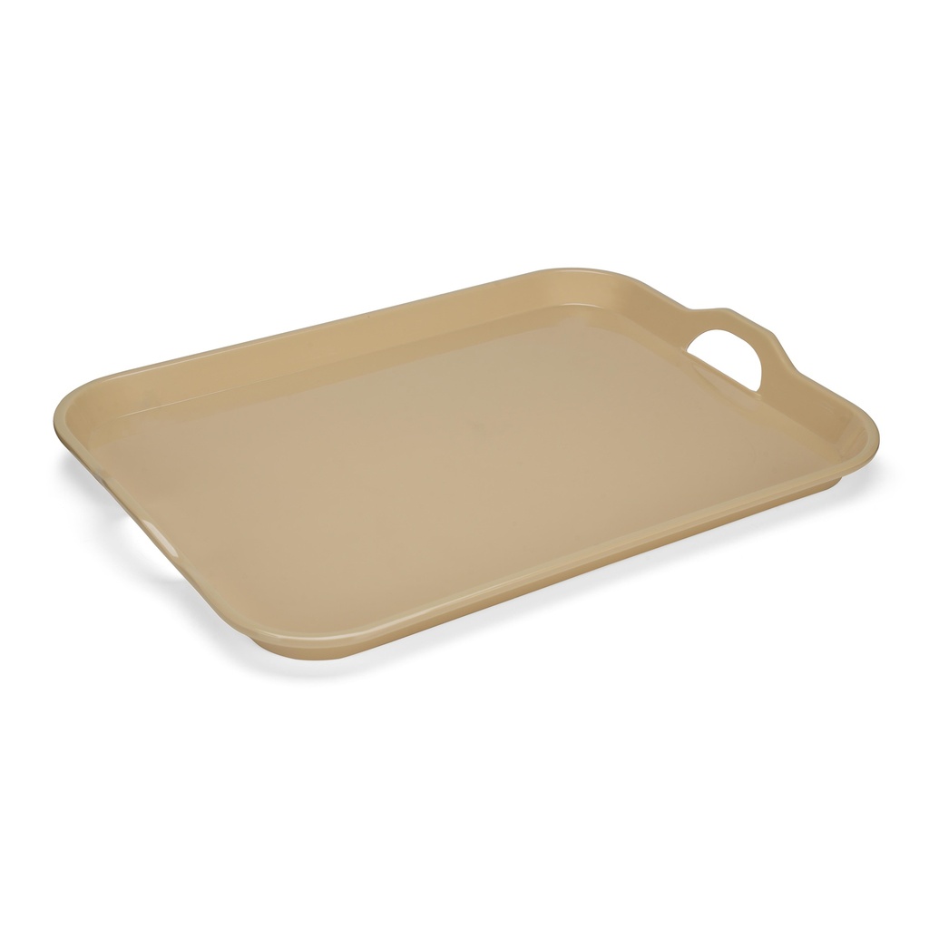 Vague Melamine Rectangular Tray with Handle 20.5" Grain Brown