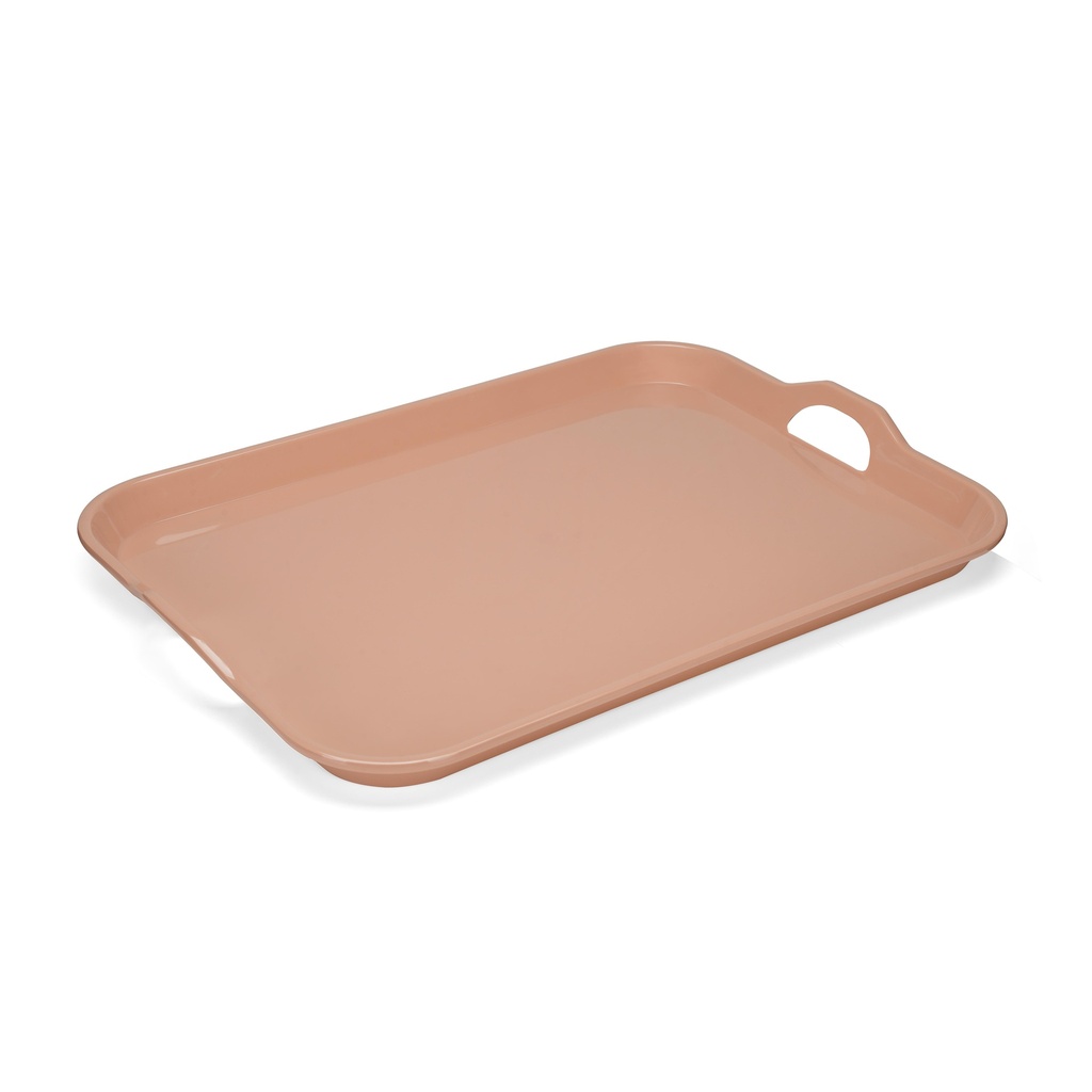 Vague Melamine Rectangular Tray with Handle 20.5" Cashmere Pink