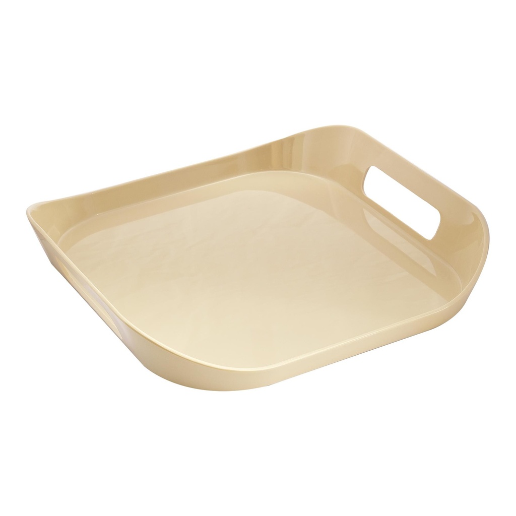 Vague Melamine Square Tray with Handle 13.5" x 2.5" Grain Brown