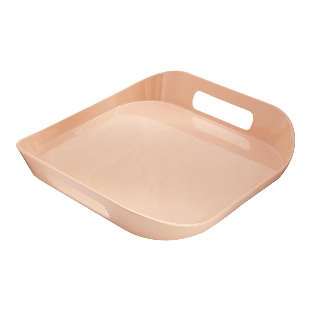 Vague Melamine Square Tray with Handle 13.5" x 2.5" Cashmere Pink