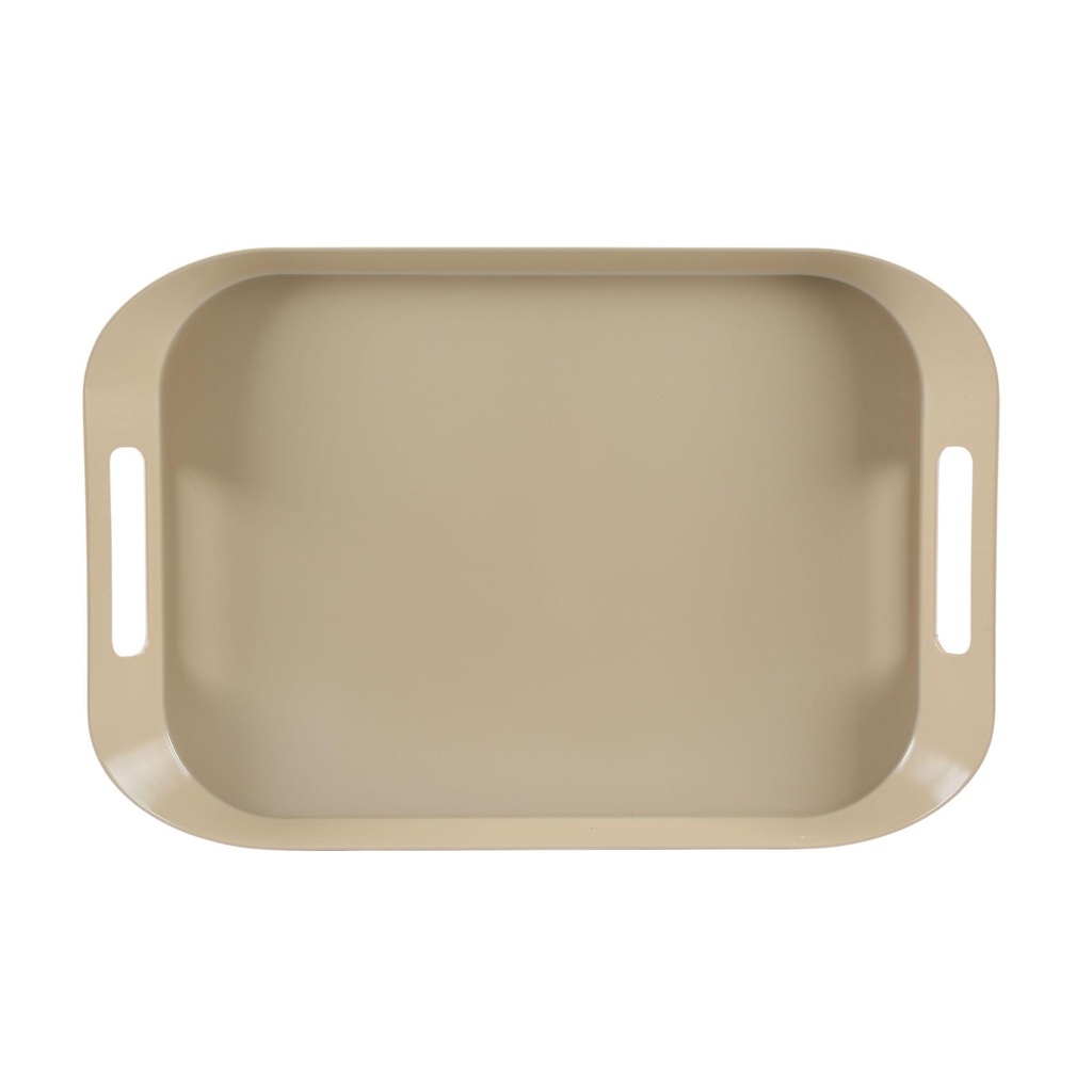 Vague Melamine Square Tray with Handle 53 x 37 cm Grain Brown