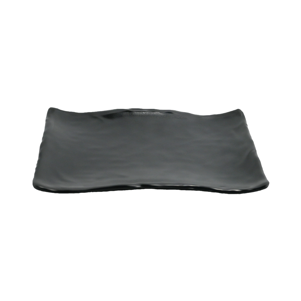 Vague Black Melamine Rectangle Plate 20 cm
