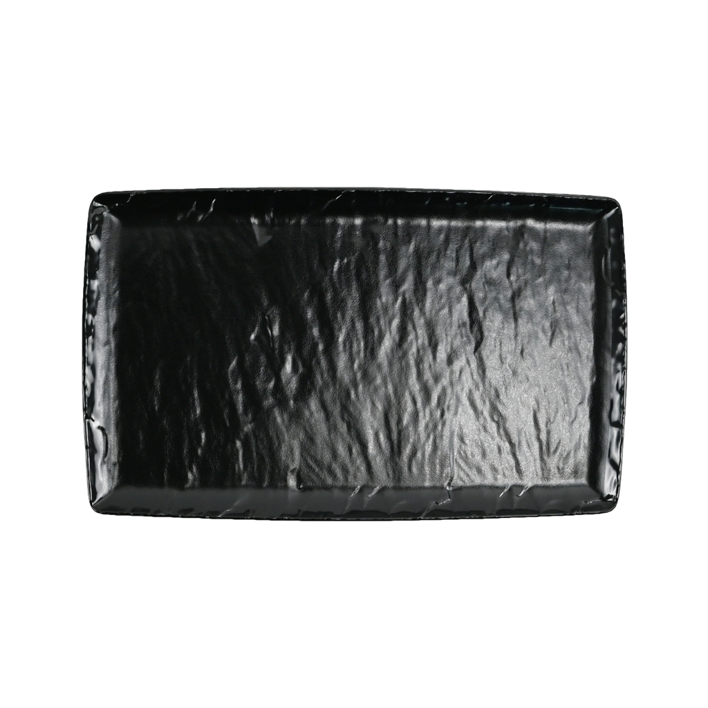 Vague Black Melamine Rectangle Plate 33 cm