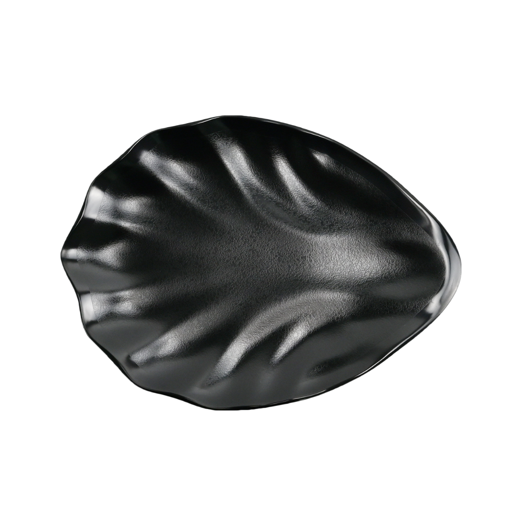 Vague Black Melamine Leaf Plate 28.6 x 21 x 2.5 cm