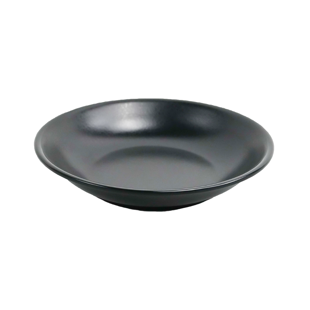 Vague Black Melamine Round Deep Plate  12"