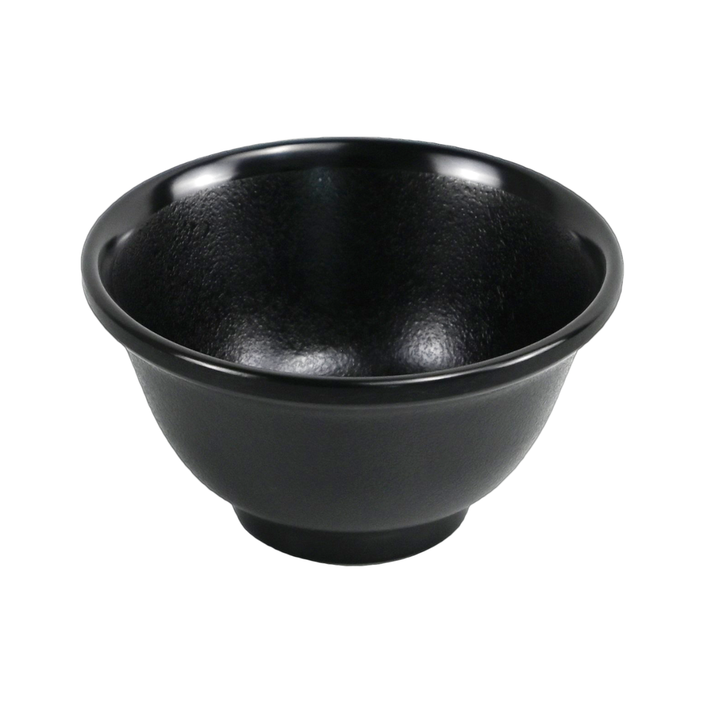 Vague Black Melamine Round Rice Bowl 4.5"