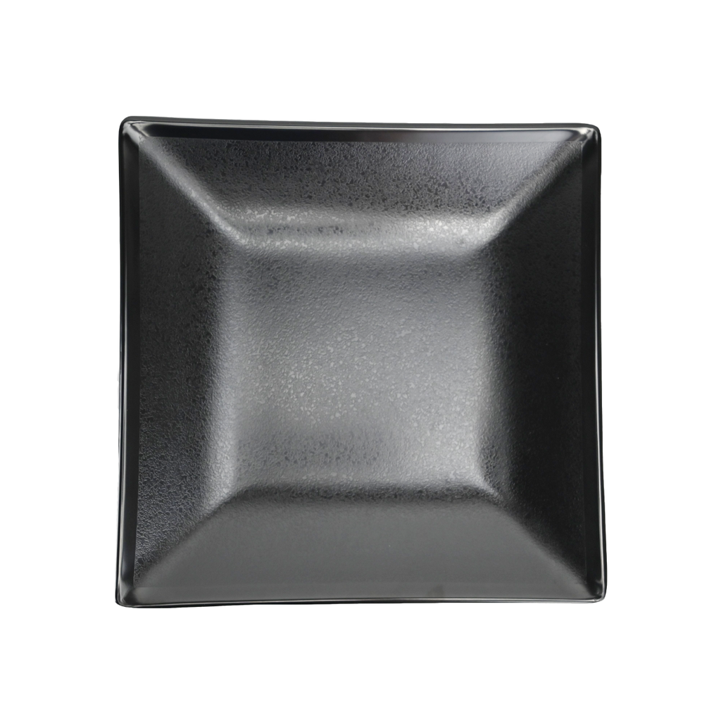 Vague Black Melamine Square Plate 10.5"