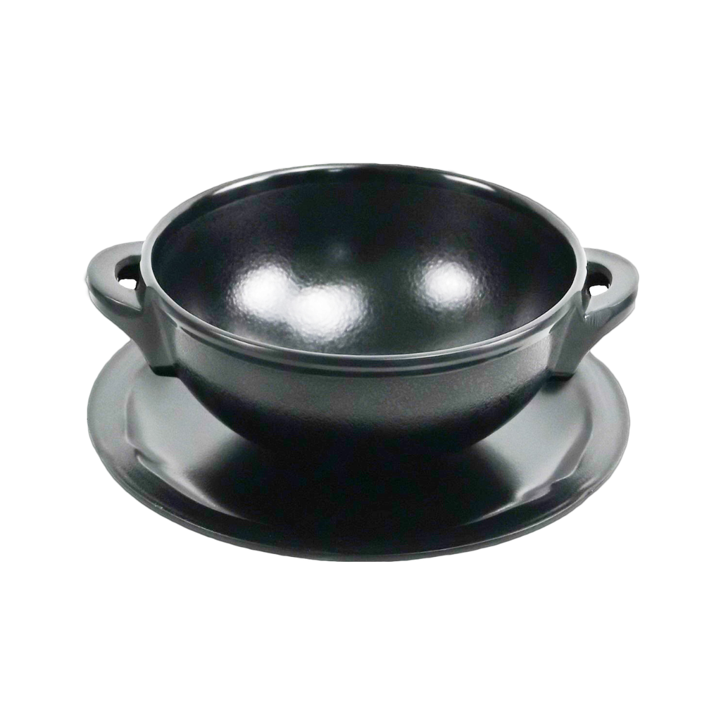 Vague Black Melamine Soup Bowl With Saucers Sets 4.25"