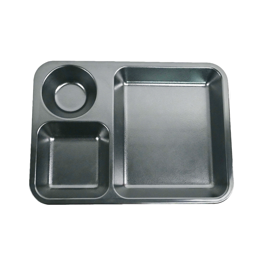 Vague Black Melamine Square Divided Serving Tray 13.25"