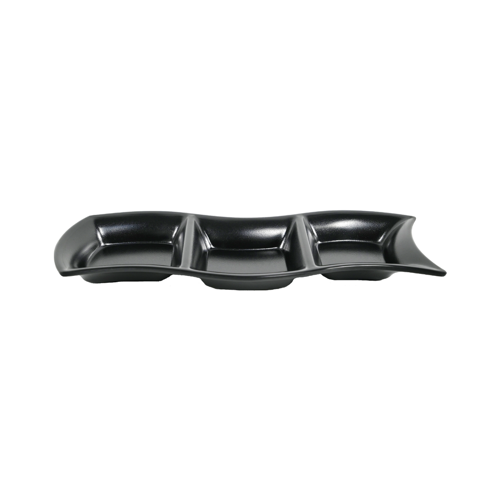 Vague Black Melamine 3-Parts Plate 11.5'' x 4''