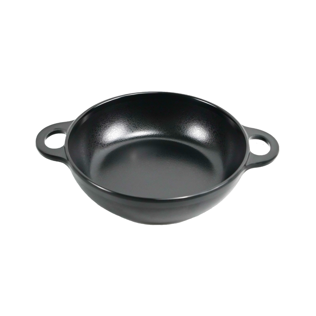 Vague Black Melamine Round Bowl With Handle 8'' x 6''