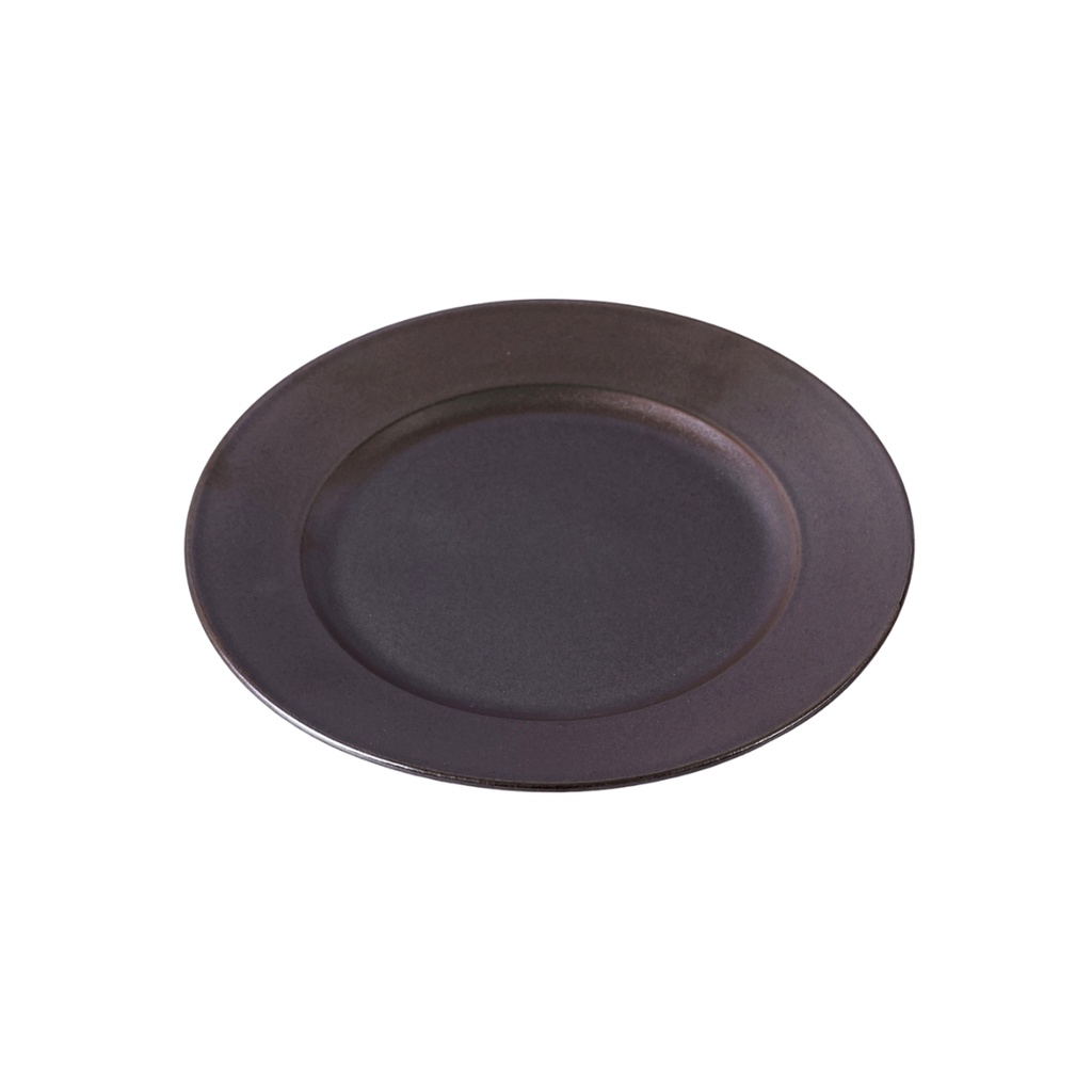 Porceletta Rustic Black Reactive Glaze Porcelain Flat Plate 18 cm / 7"