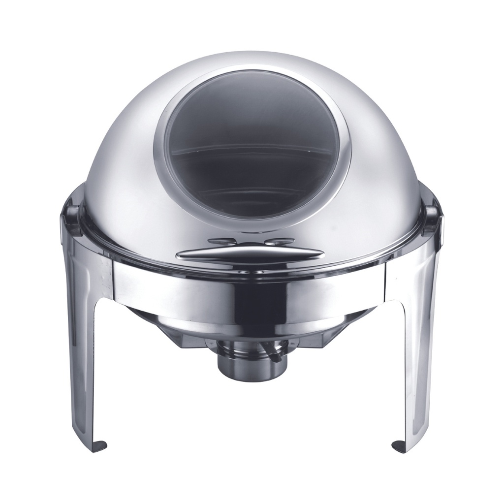 Vague Stainless Steel Round Chafing Dish 6 Liter with Glass Windor and Fuel Holder