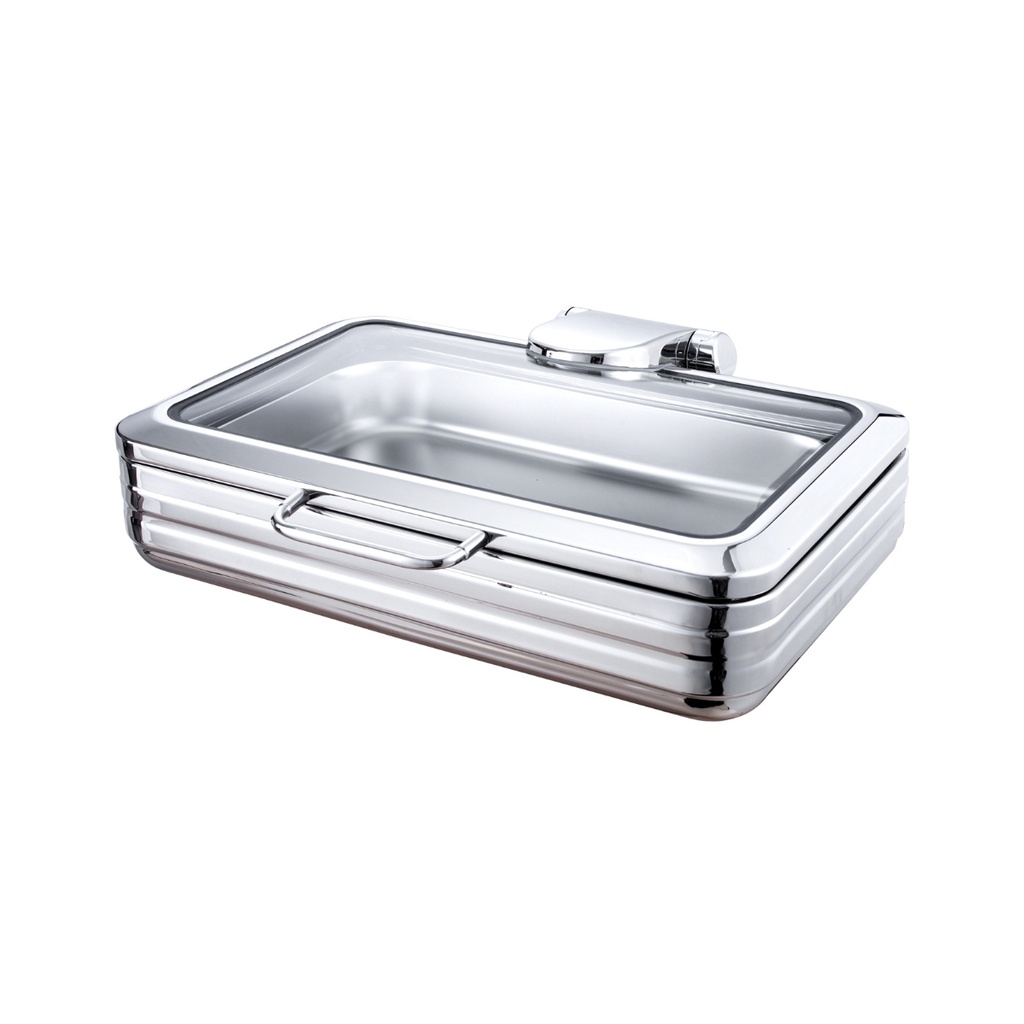 Vague 1/1 Stainless Steel Induction Chafing Dish with Glass Window 9 Liter