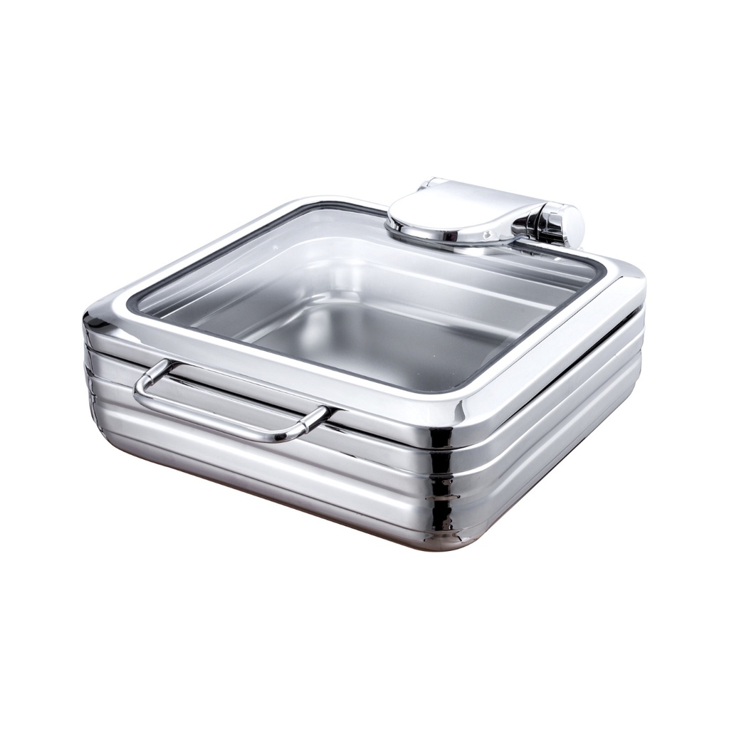 Vague 2/3 Stainless Steel Induction Chafing Dish with Glass Window 6 Liter