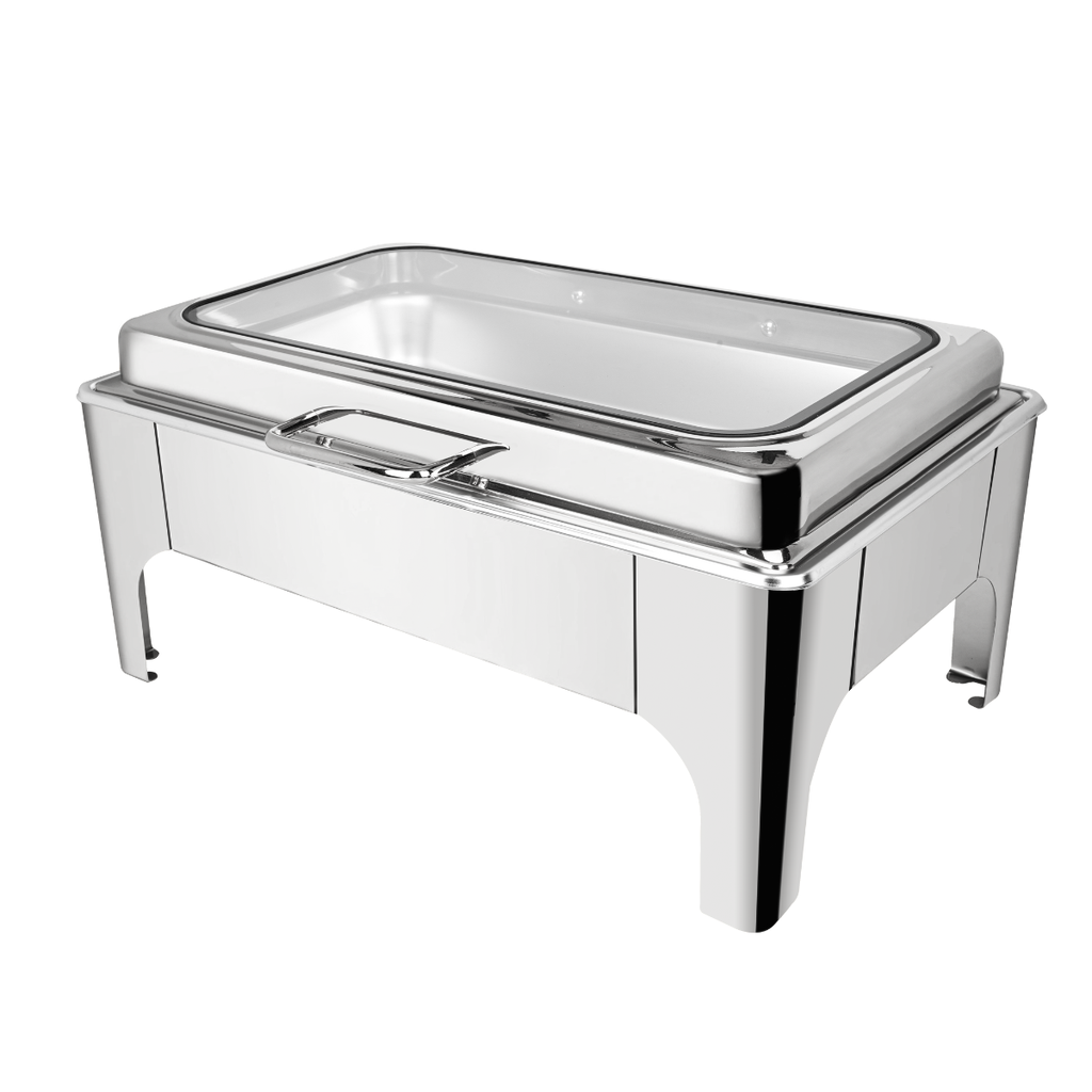 Vague Rectangular Stainless Steel 1/1 Chafing Dish with glass lid 9L