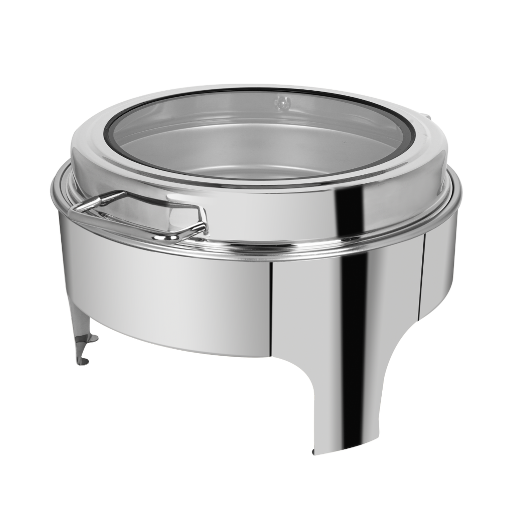 Vague Round Stainless Steel Chafing Dish with glass lid 6L