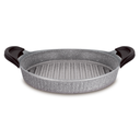 Vague Die Cast Aluminium Grey Shallow Grill Pan 28 cm with 2 Silicone Handle Covers