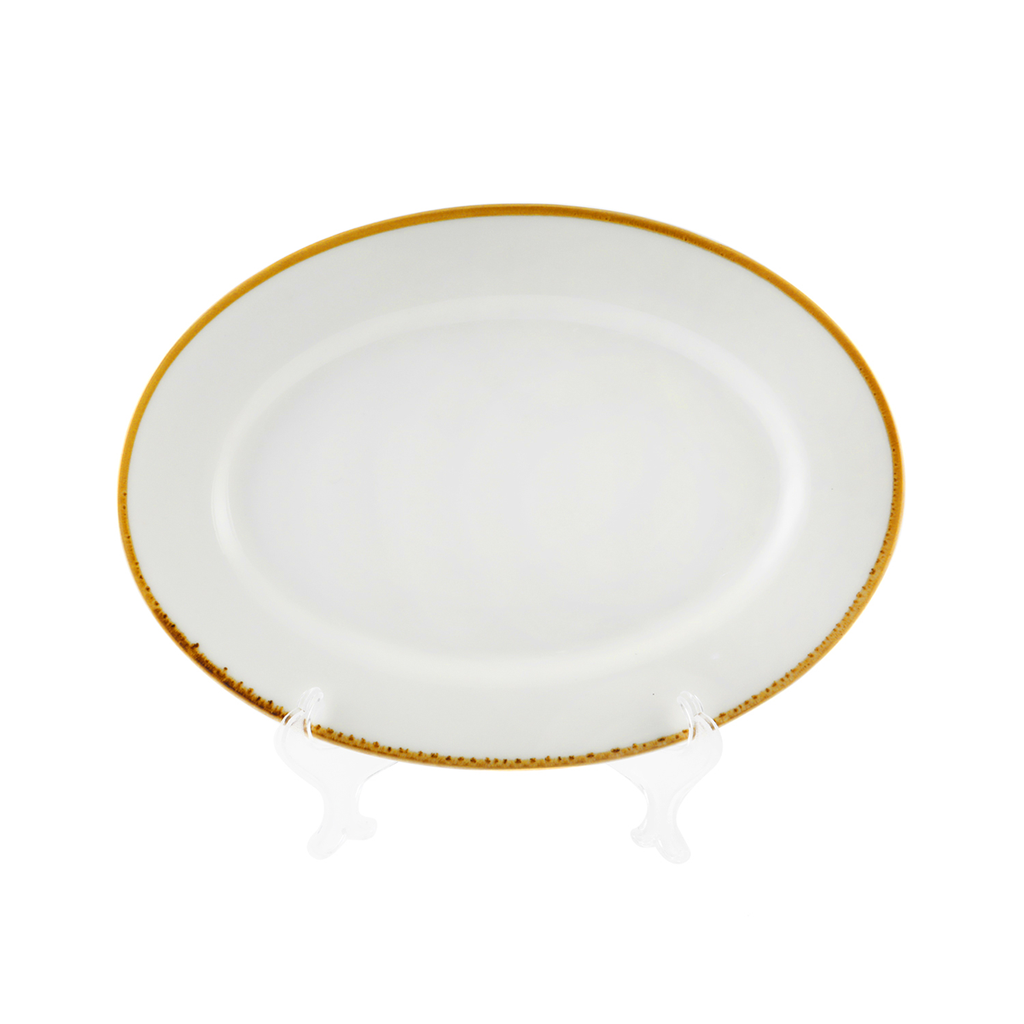 Porceletta Ivory Mocha Porcelain Oval Plate 25 cm / 10"