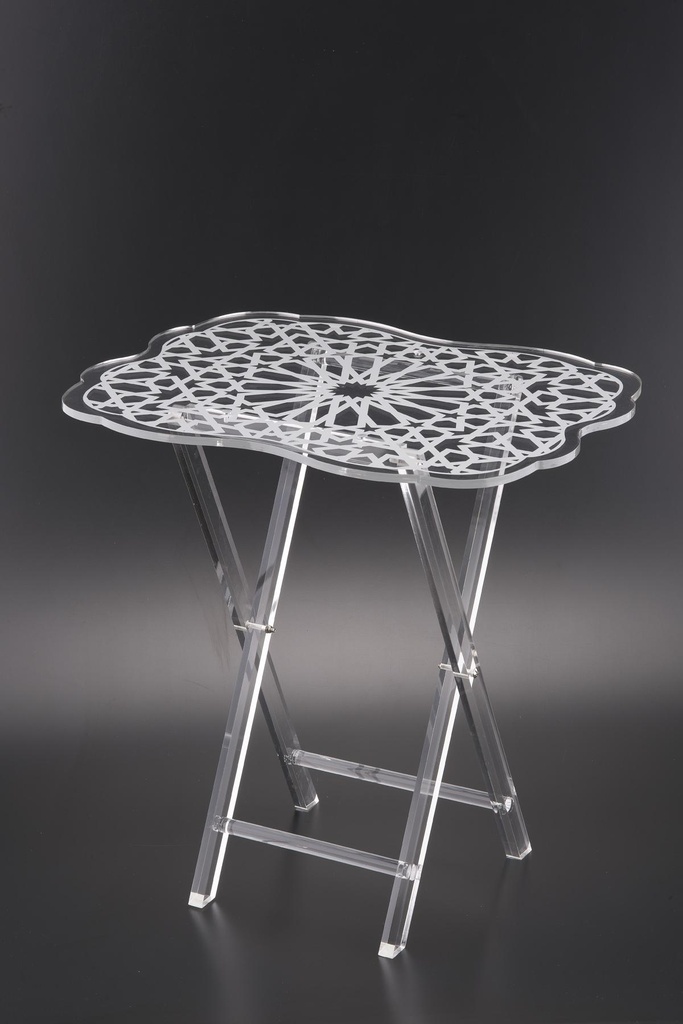 Vague Four Piece Rectangular Silver Acrylic Table Set