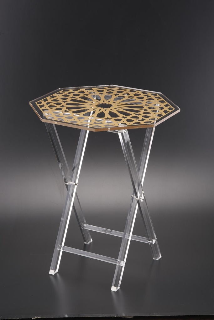 طقم طاولة فاج مكون من 4 قطع مع حامل بيضاوي مع طباعة ذهبية 40 سم × 40 سم