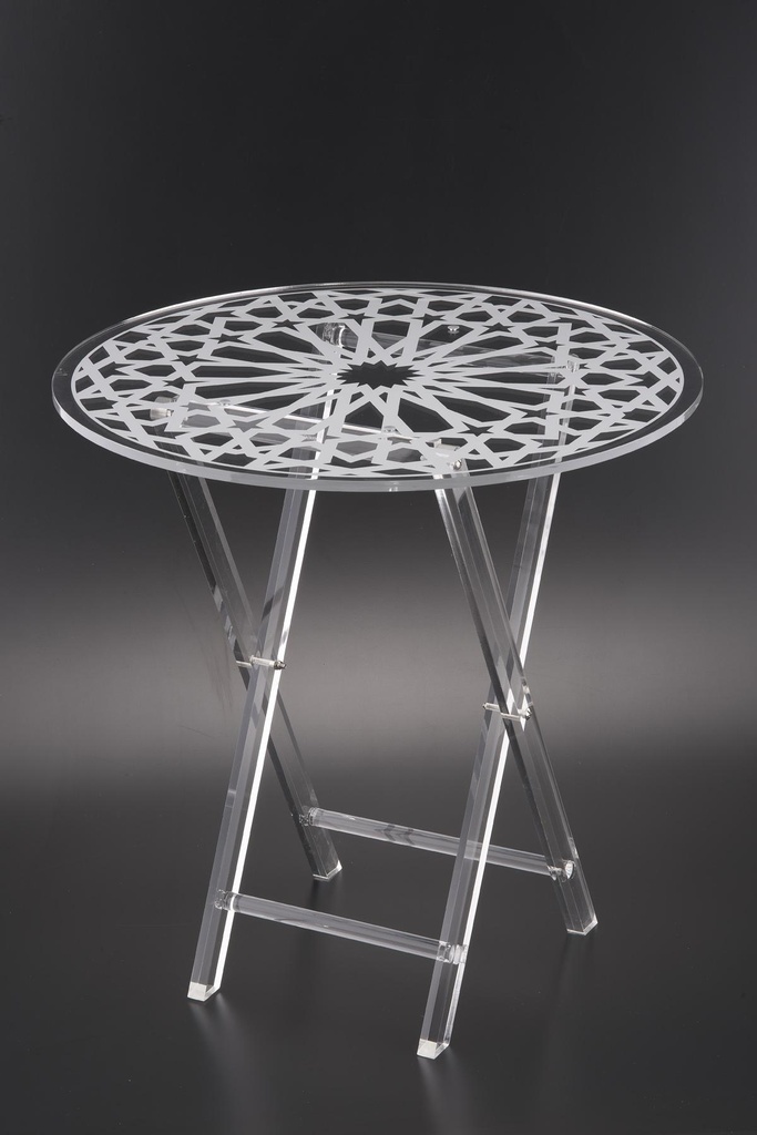 Vague Four Piece Round Silver Acrylic Table Set