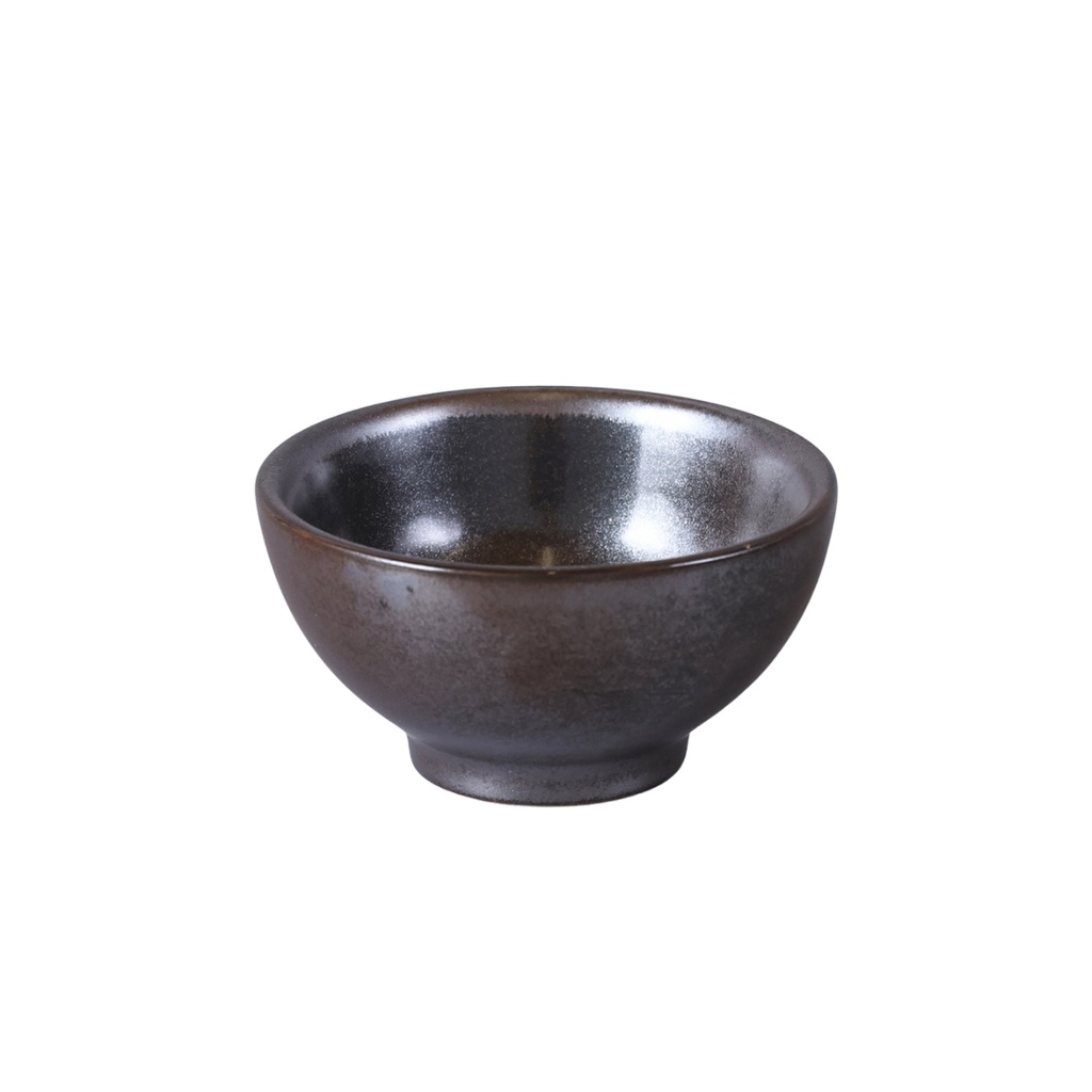 Porceletta Rustic Black Reactive Glaze Porcelain Small Footed Bowl 8 cm