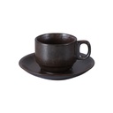 Porceletta Rustic Black Reactive Glaze Porcelain Tea Cup & Saucer 200 ml