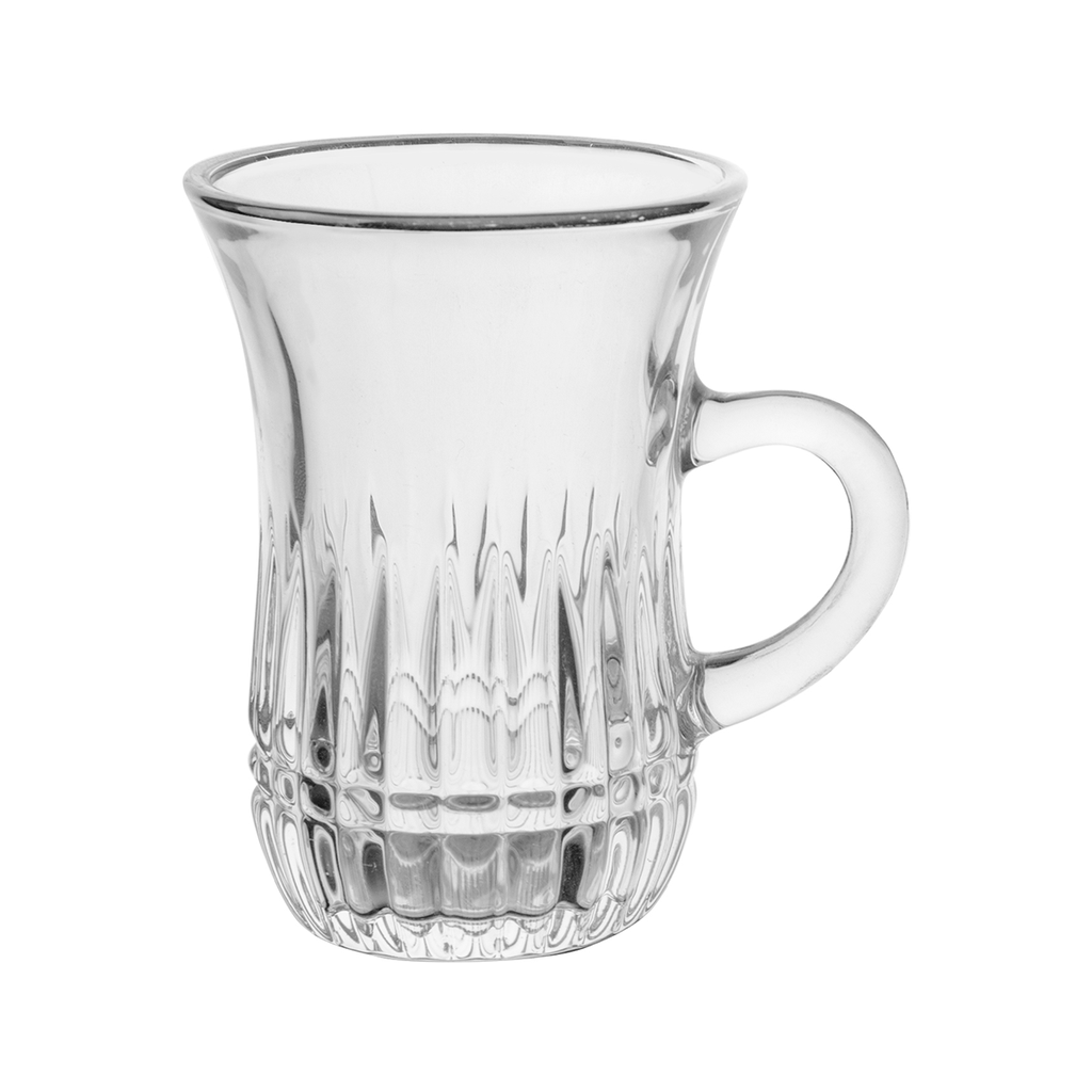 Vague 6 Piece Glass Tea Cup Set 100 ml Belly Stripes