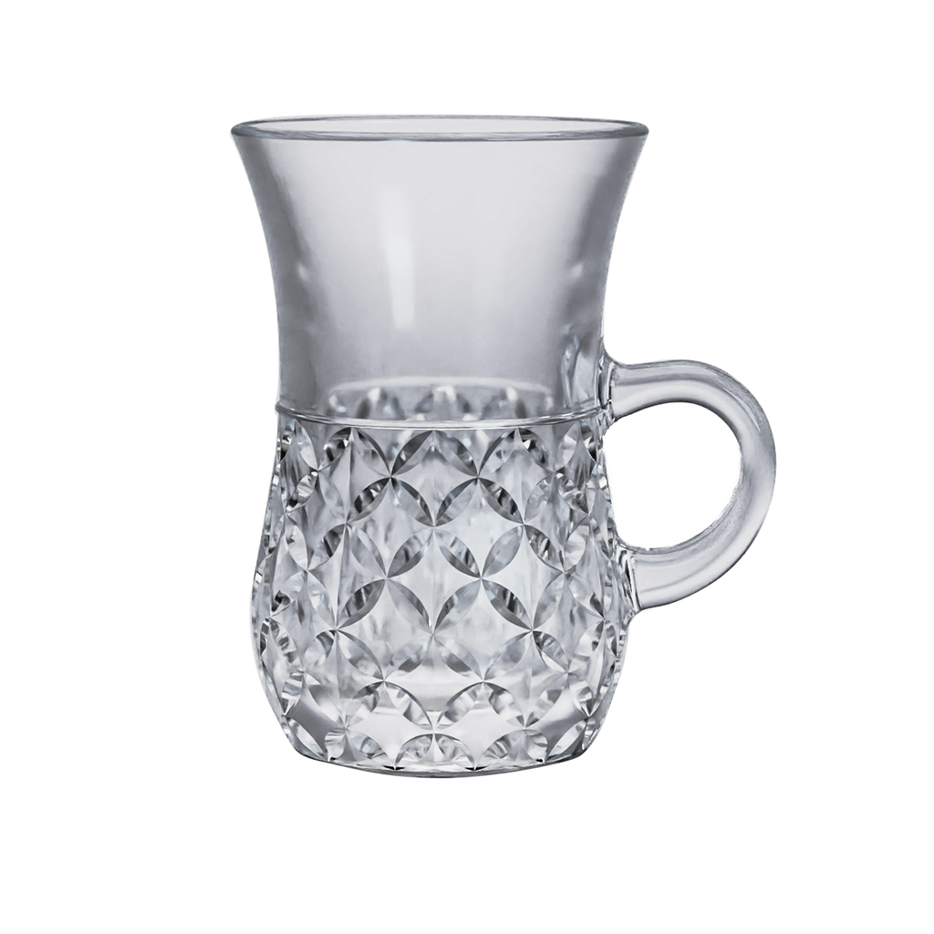 Vague 6 Piece Glass Tea Cup Set 100 ml Belly Crystal