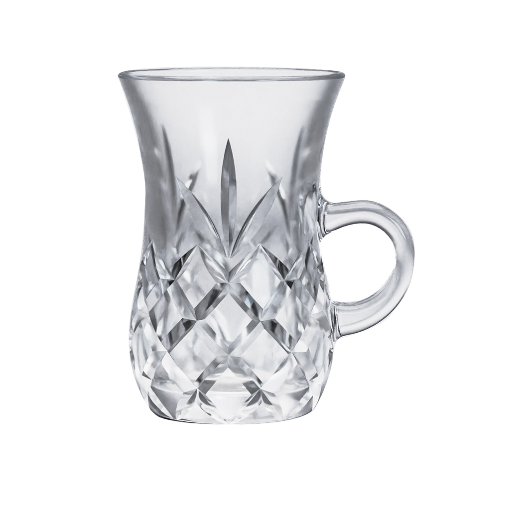 Vague 6 Piece Glass Tea Cup Set 100 ml Belly Frost