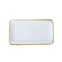 Porceletta Ivory Mocha Rectangle Tow Edge Rim Plate 13"