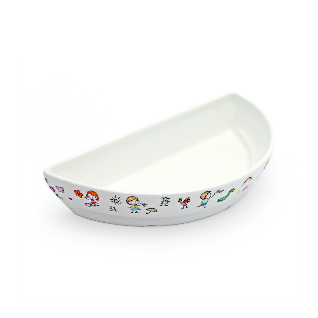 Porceletta Ivory Porcelain Kids Half Moon Dish 20 cm