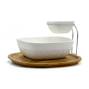 Porceletta Ivory Porcelain Chip & dip with Bamboo Stand