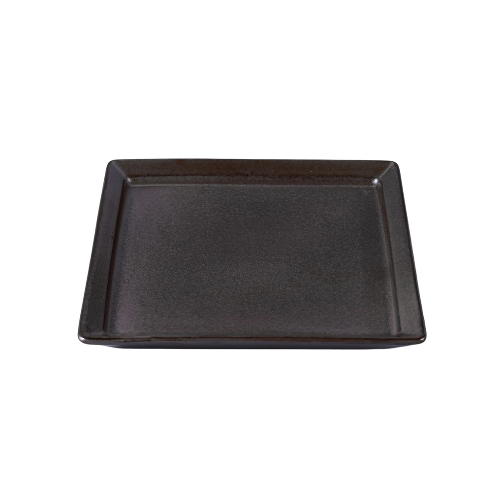 Porceletta Rustic Black Reactive Glaze Porcelain Square Plate 30 x 30 cm