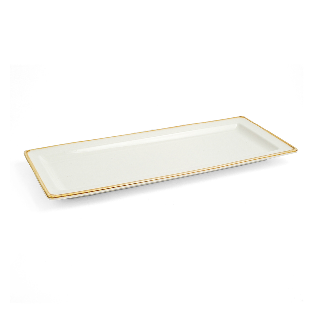 Porceletta Ivory Mocha Porcelain Rectangular Plate 29 cm / 12"