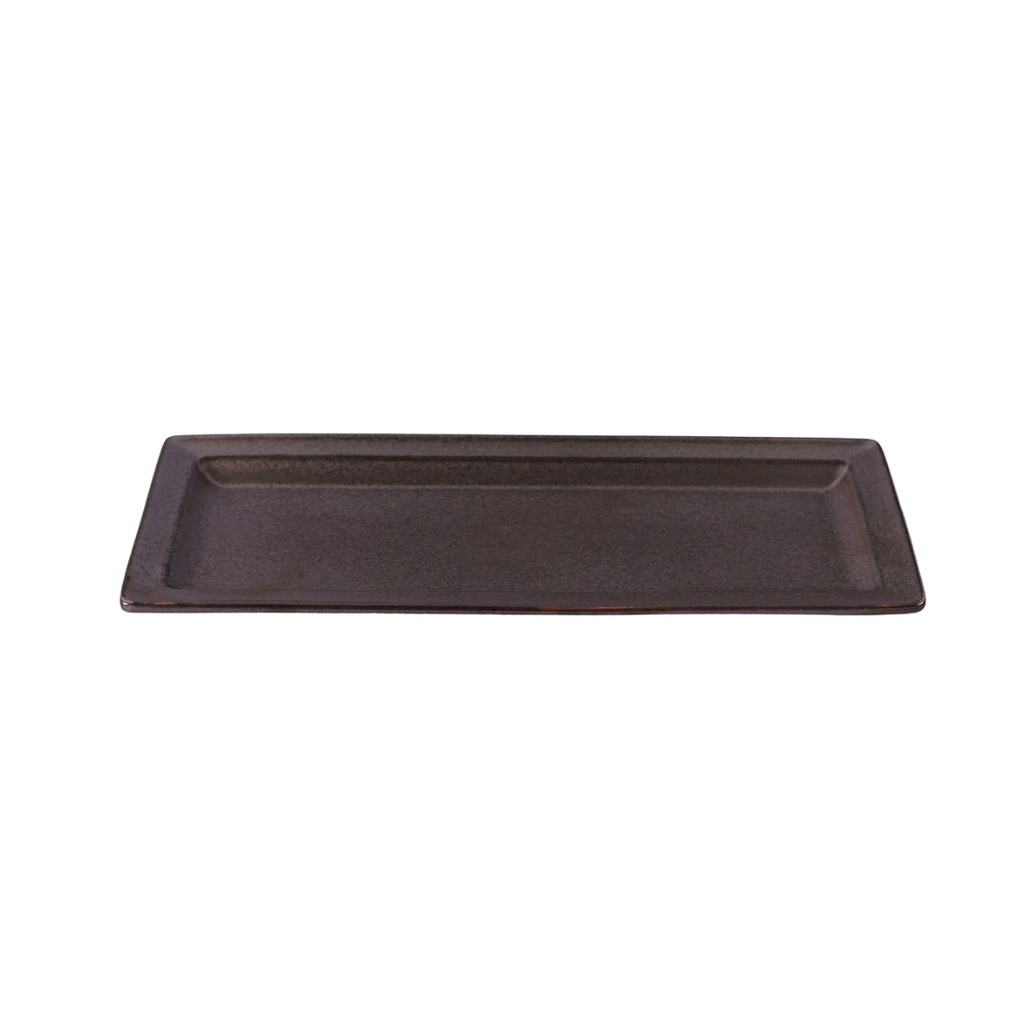 Porceletta Rustic Black Reactive Glaze Porcelain Rectangular Plate 29 x 12 cm