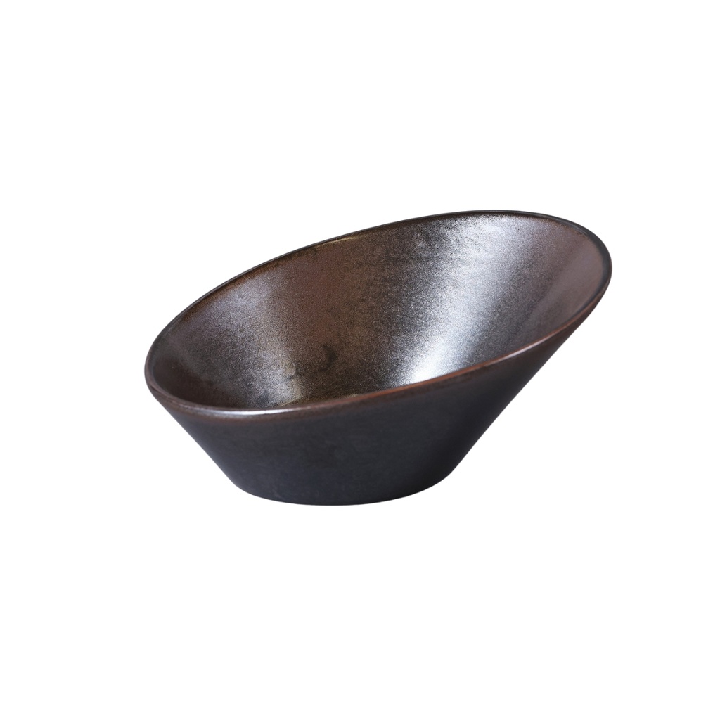 Porceletta Rustic Black Reactive Glaze Porcelain Bowl 16 cm
