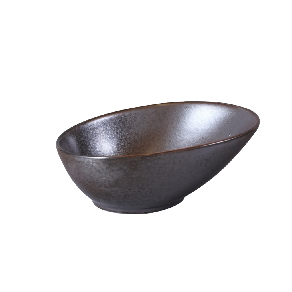 Porceletta Rustic Black Reactive Glaze Porcelain Bowl 18.1 x 14.2 cm