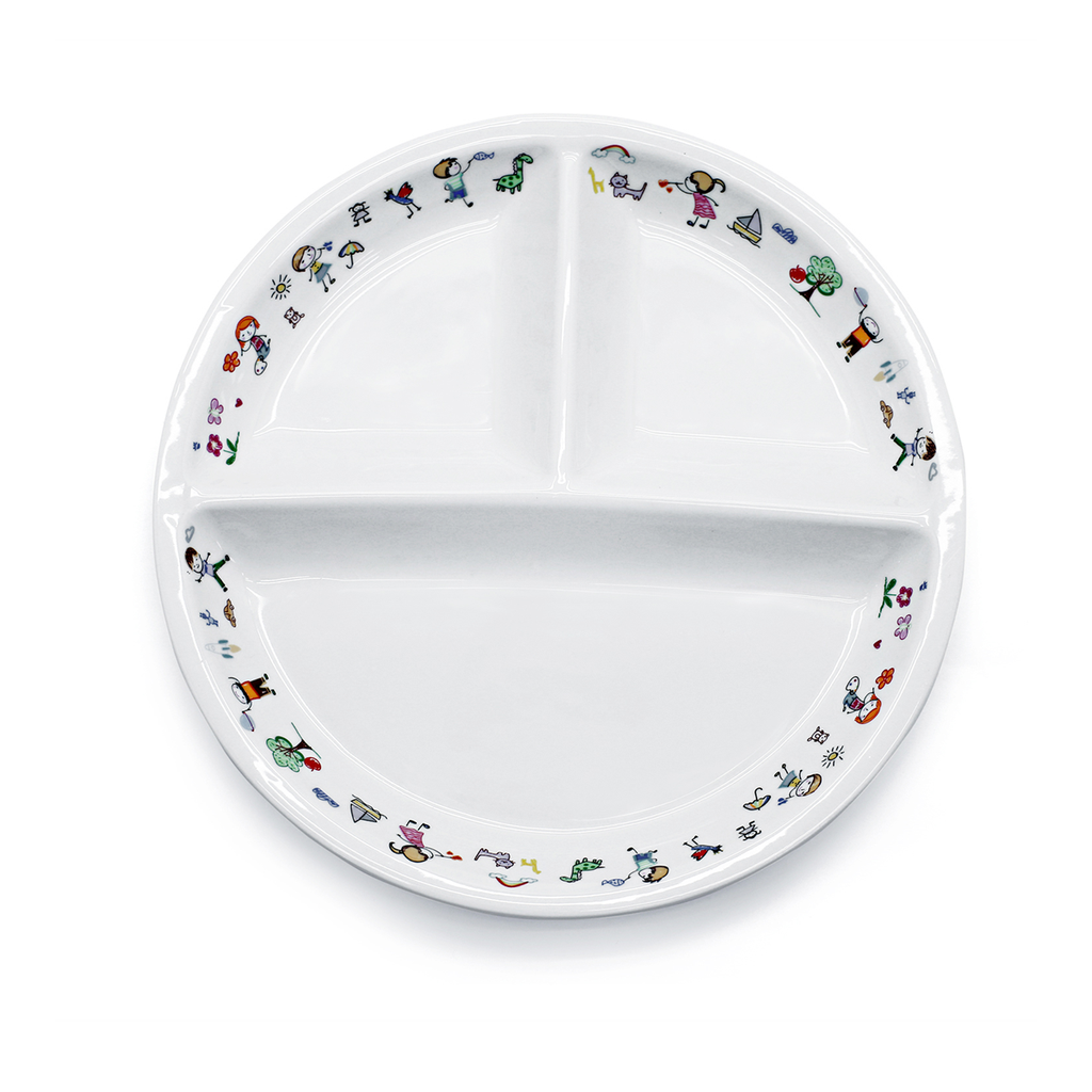 Porceletta Ivory Porcelain Kids Divider Plate 9" 3 compartments