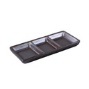 Porceletta Rustic Black Reactive Glaze Porcelain 7" Rectangular Compartment Dish